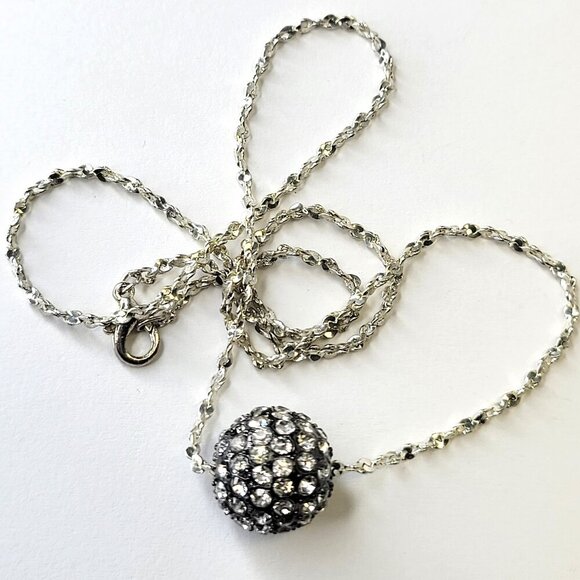 Black Crystal Dome Pendant Necklace - Picture 1 of 4